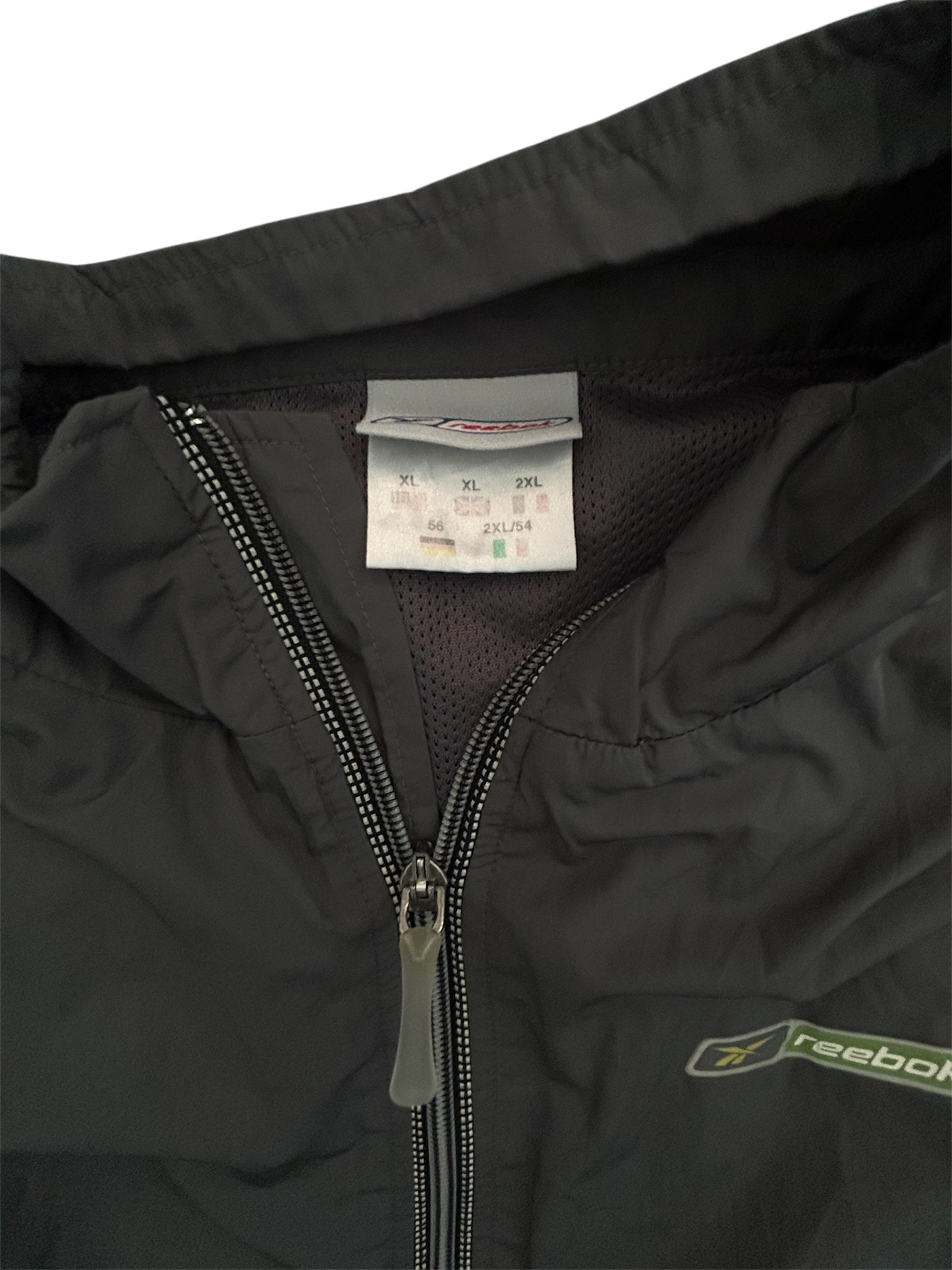 Reebok Vintage Windbreaker – Schwarz, Gelb & Weiß, 2000s Style (XL)