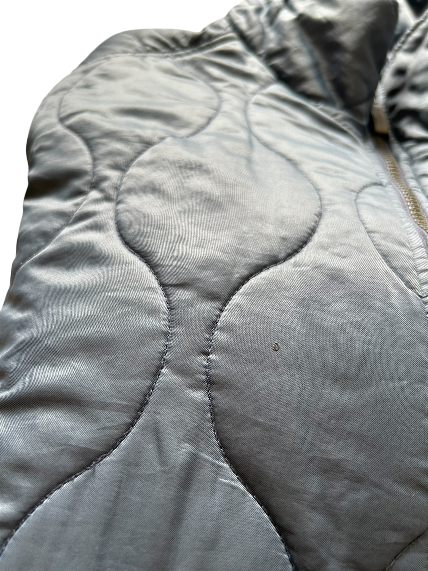 Nike Vintage Steppjacke – Grau-Bläulich, leicht & klassisch (M)