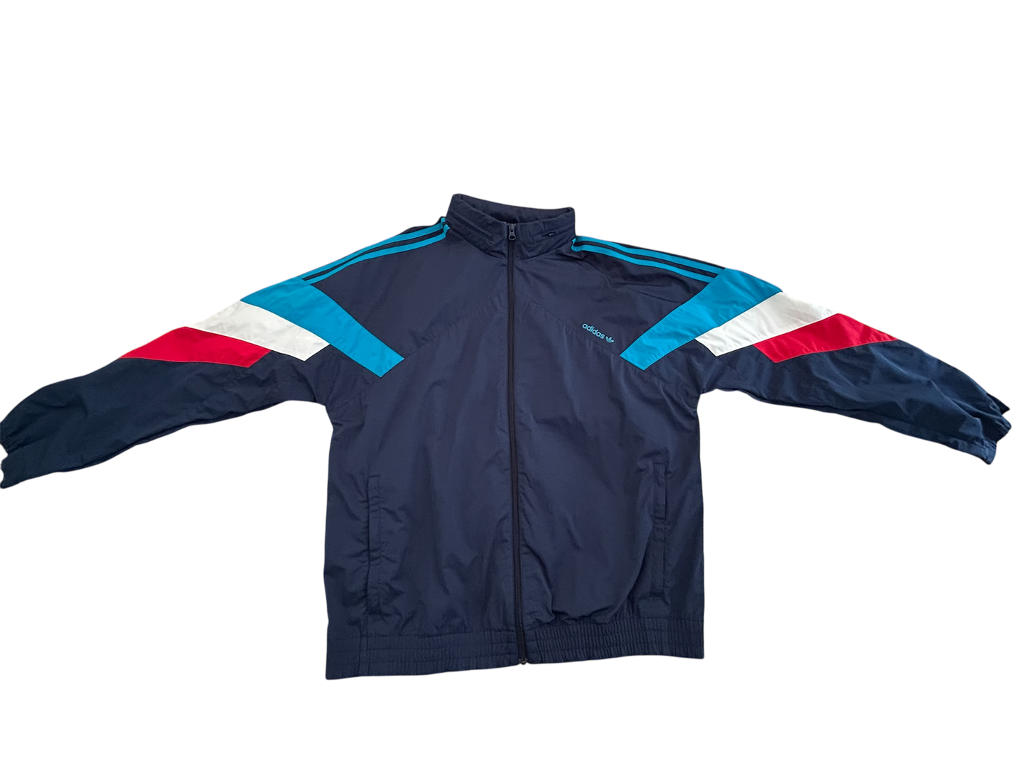 Adidas Originals Vintage Windbreaker – Schwarz mit Retro-Farbdetails (L)