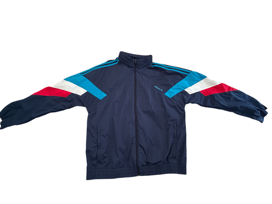 Adidas Originals Vintage Windbreaker – Schwarz mit Retro-Farbdetails (L)