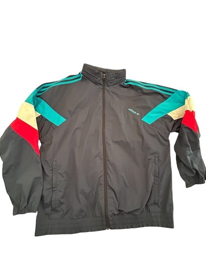 Adidas Originals Vintage Windbreaker – Schwarz mit Retro-Farbdetails (L)