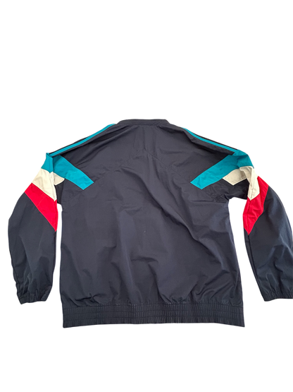 Adidas Originals Vintage Windbreaker – Schwarz mit Retro-Farbdetails (L)