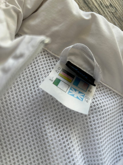 Asics Vintage Windbreaker Damen – Weiß mit abnehmbaren Ärmeln (L)