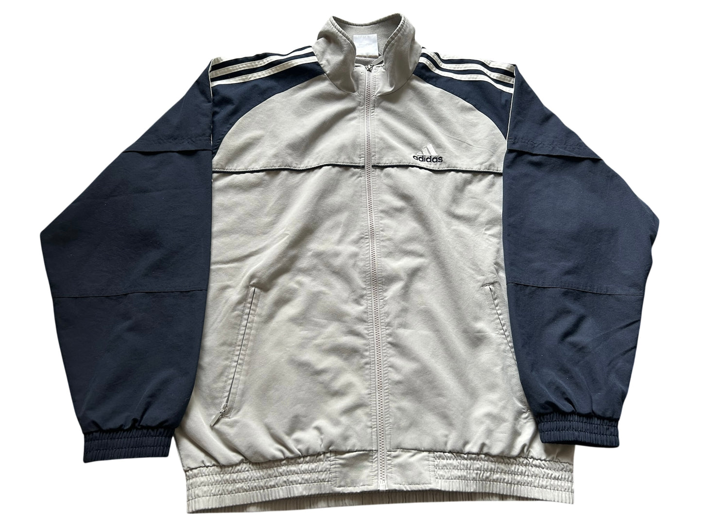 Adidas Vintage Windbreaker – Schwarz / Grau 90s Style (L)