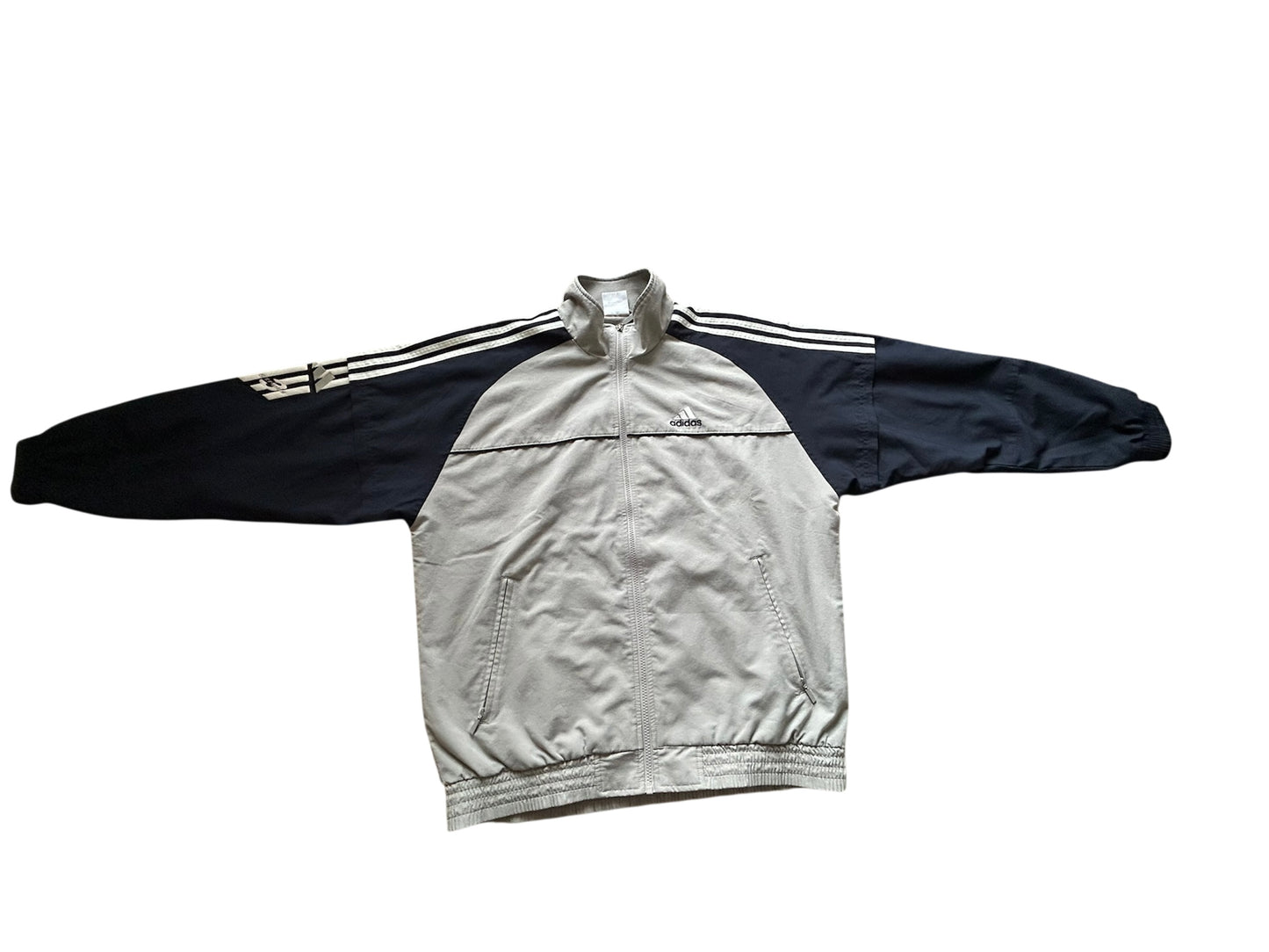 Adidas Vintage Windbreaker – Schwarz / Grau 90s Style (L)