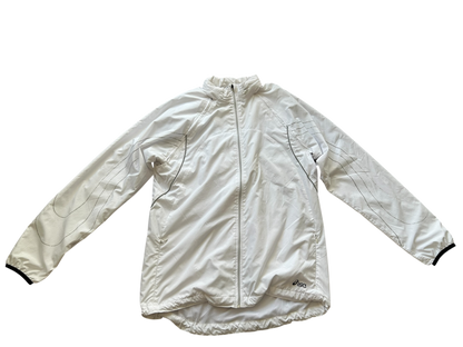Asics Vintage Windbreaker Damen – Weiß mit abnehmbaren Ärmeln (L)