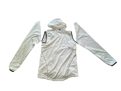 Asics Vintage Windbreaker Damen – Weiß mit abnehmbaren Ärmeln (L)