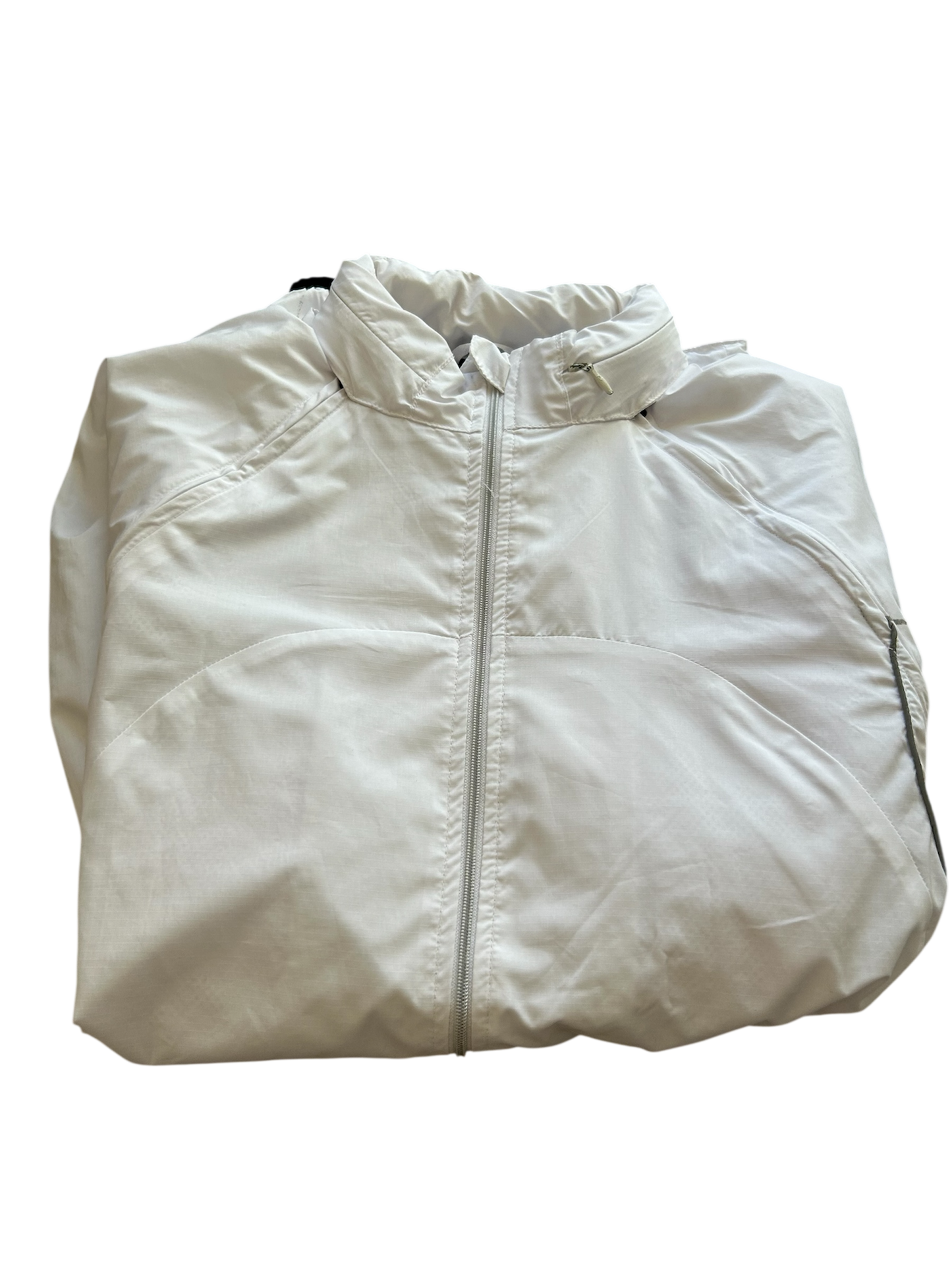 Asics Vintage Windbreaker Damen – Weiß mit abnehmbaren Ärmeln (L)