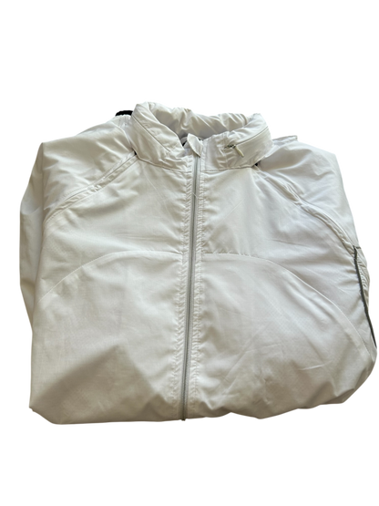 Asics Vintage Windbreaker Damen – Weiß mit abnehmbaren Ärmeln (L)